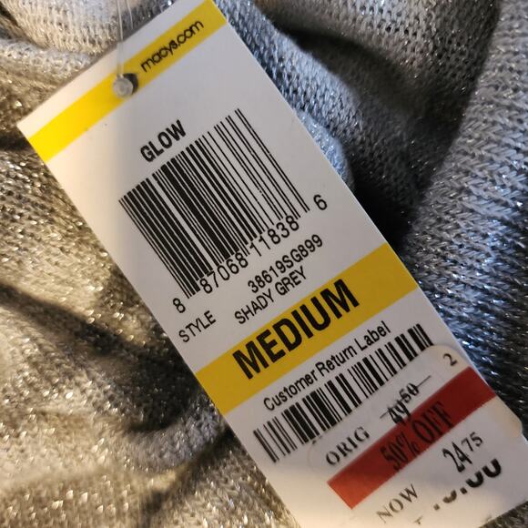 INC Glow Shady Gray International Concepts Metallic Top NWT Medium - Picture 6 of 6